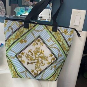 Victoria's Secret Gold and Green Patterned Tote